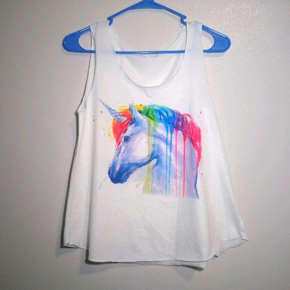 Rainbow Unicorn Tank Top Women's Size Small